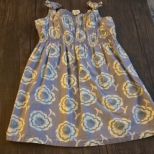 GAP Light Blue Floral Smocked Sundress with Cream and Teal Accents